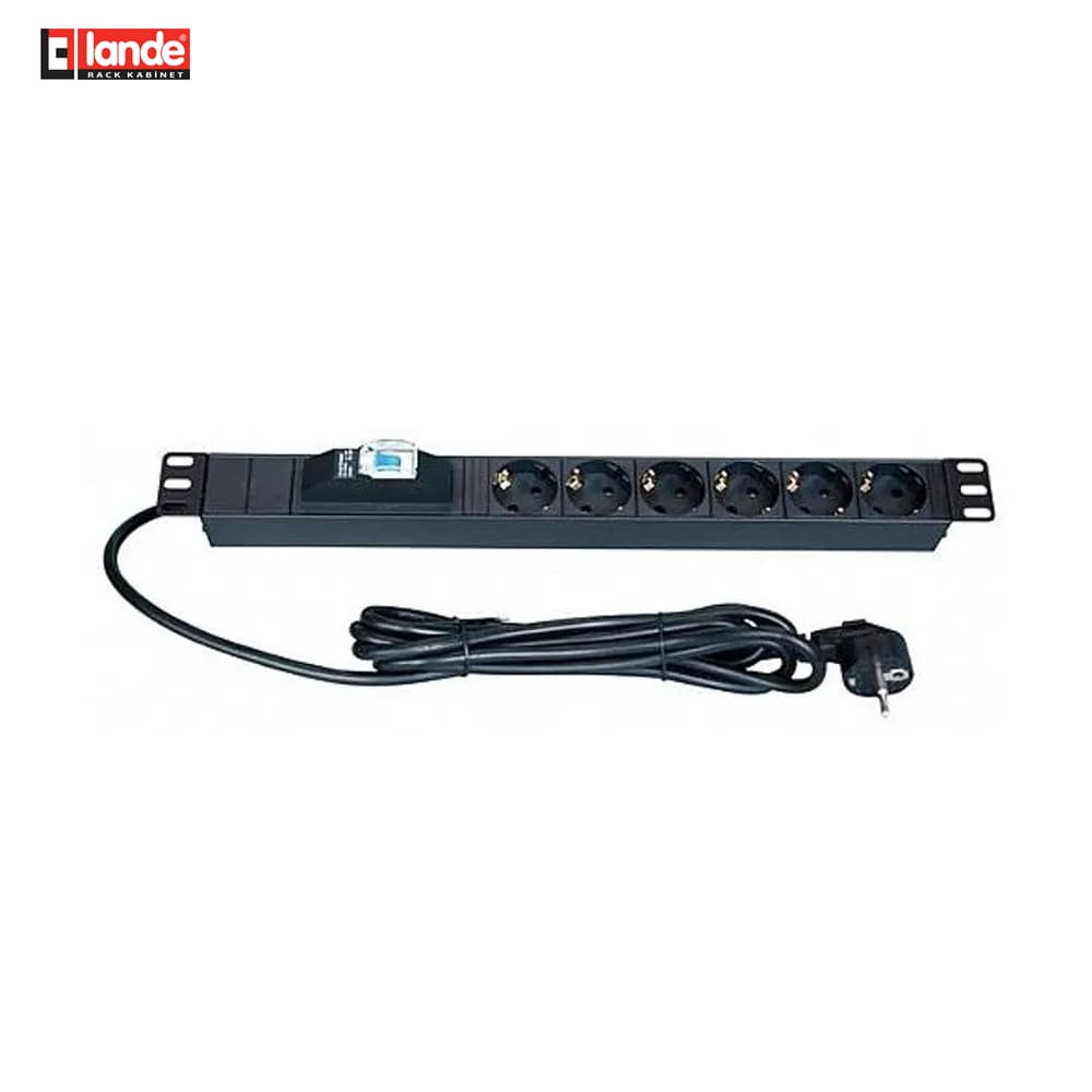 Lande LN-PRZ-SGT-1U6P-SC Rack Tipi 6'lı Grup Priz 1U - Image 1