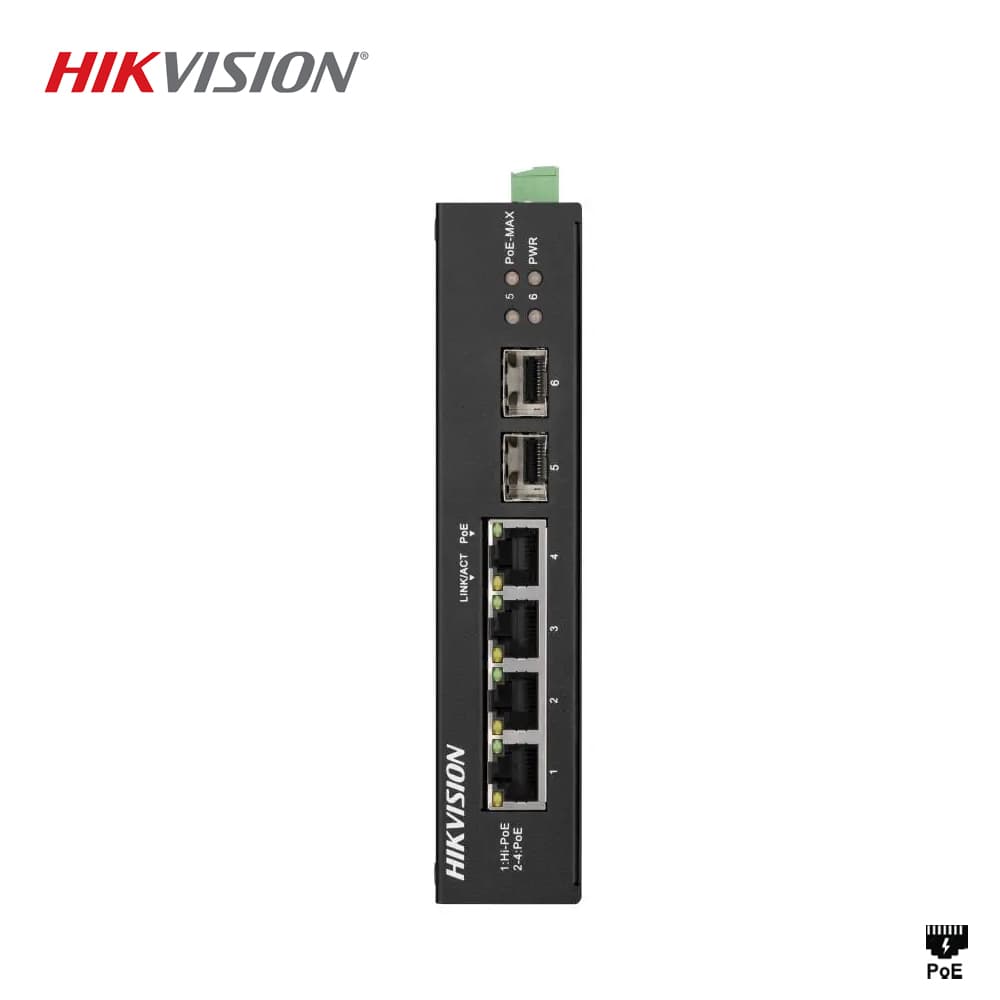 Hikvision DS-3T0506HP 4 Port Endüstriyel Gigabit PoE Switch - Image 1