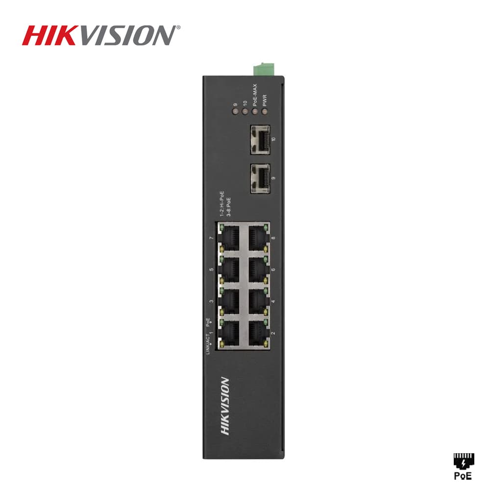 Hikvision DS-3T0510HP 8 Port Endüstriyel Gigabit PoE Switch - Image 1