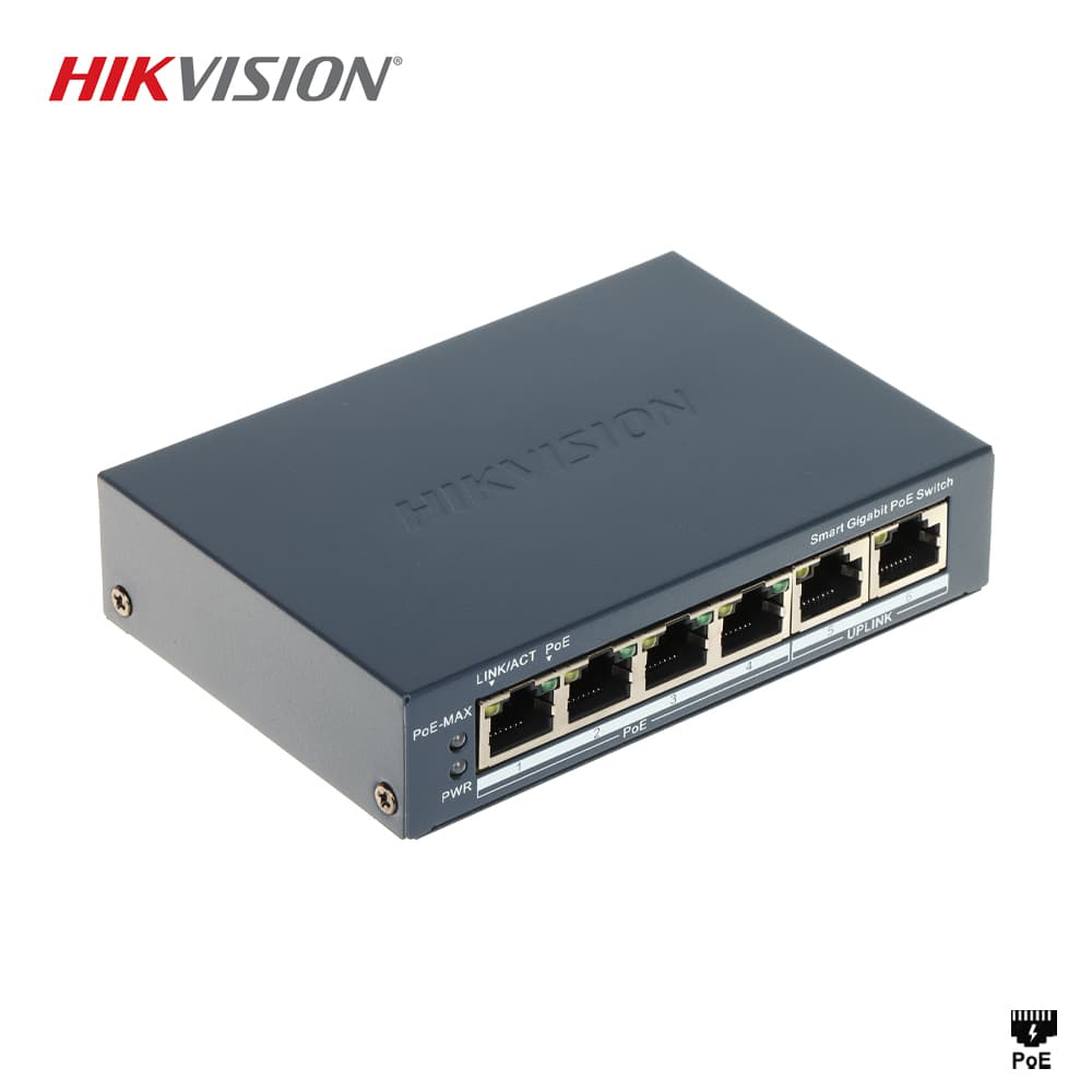Hikvision DS-3E1506P-EI 4 Port Yönetilebilir Gigabit PoE Switch - Image 1